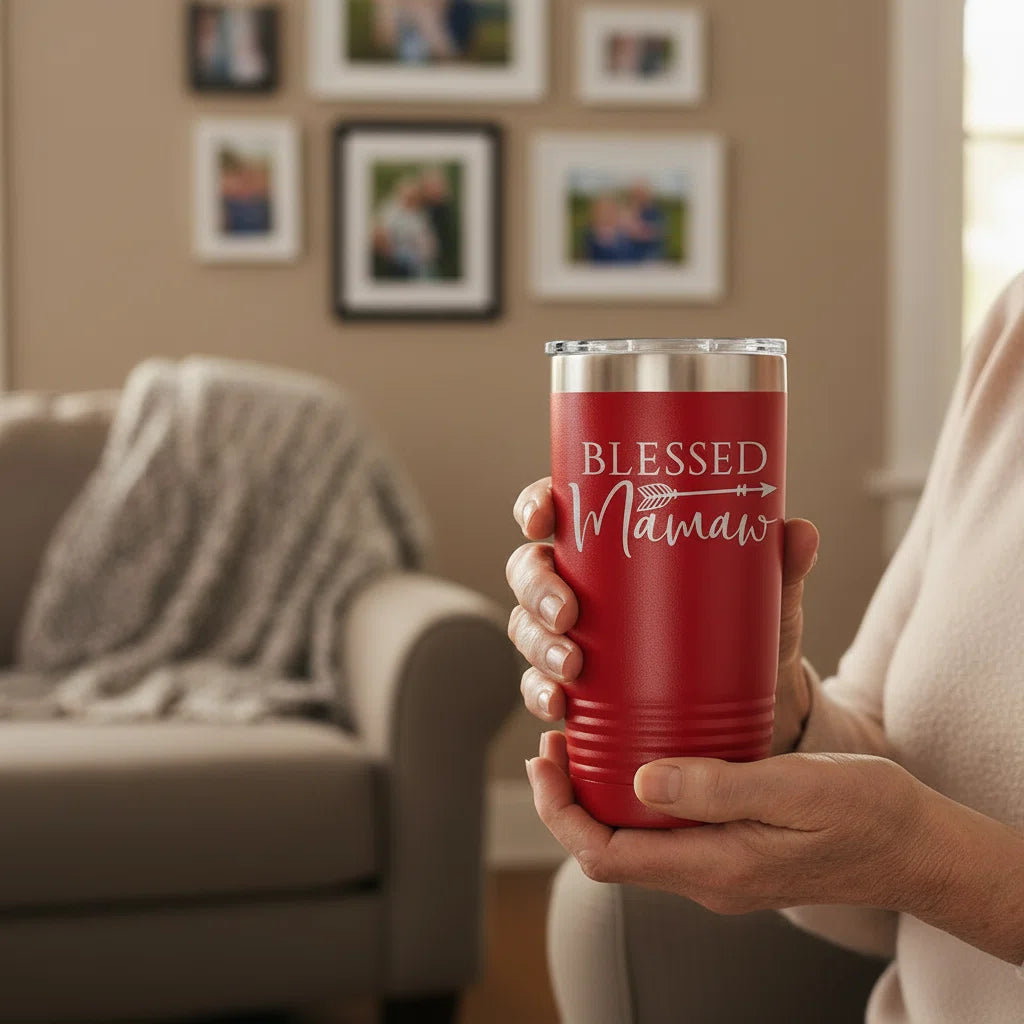Blessed Mamaw Tumbler | Laser Engraved Insulated Stainless Steel Cup | 20oz | Mamaw Gift