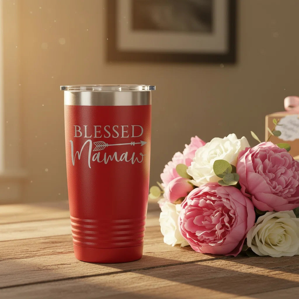 Blessed Mamaw Tumbler | Laser Engraved Insulated Stainless Steel Cup | 20oz | Mamaw Gift