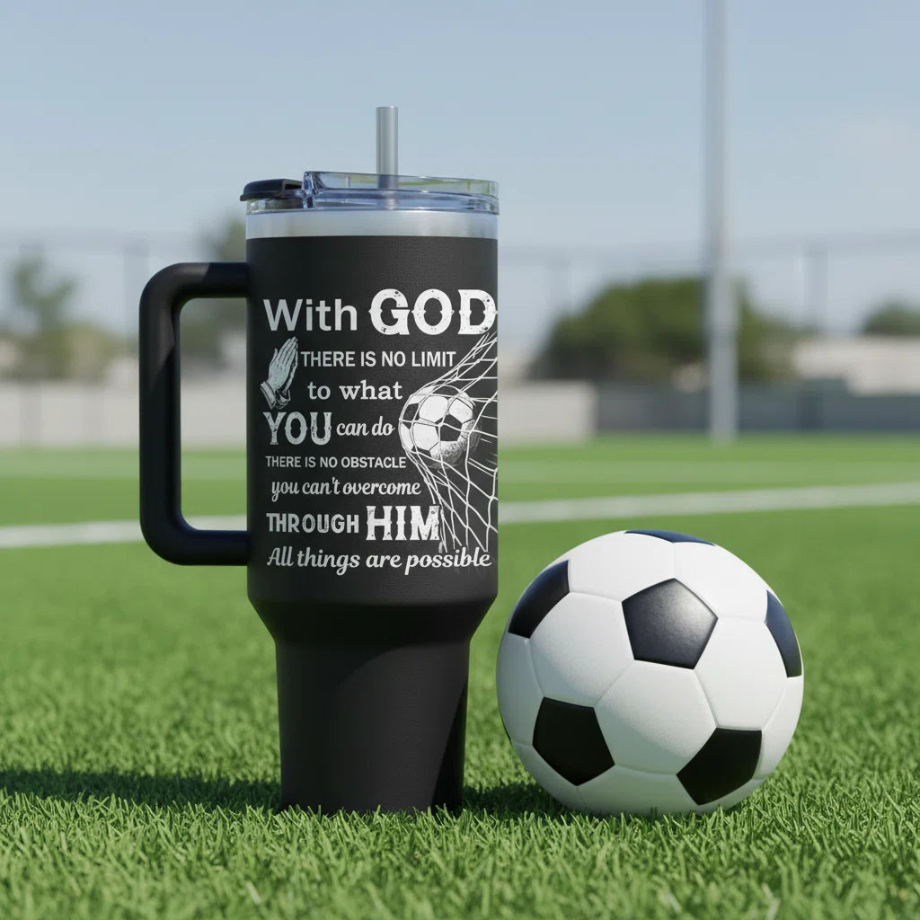 Soccer Tumbler for Women - 30 oz Insulated Stainless Steel Travel Cup