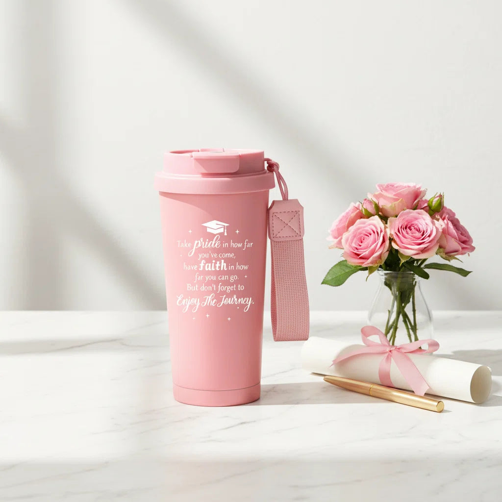 Graduation Gift for Her — 500ml Laser Engraved Tumbler with Wrist Strap | Class of 2026