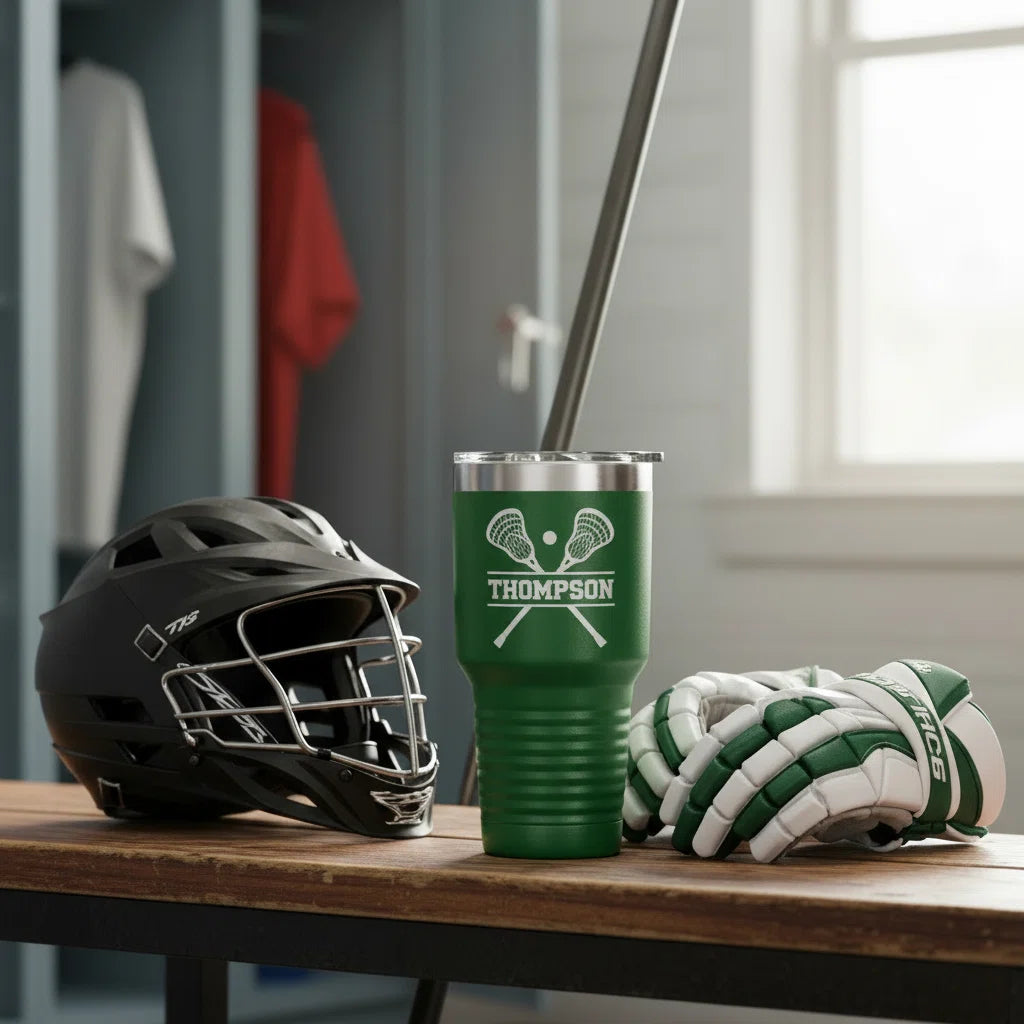 Personalized Lacrosse Tumbler with Name | 30oz Engraved Insulated Travel Mug