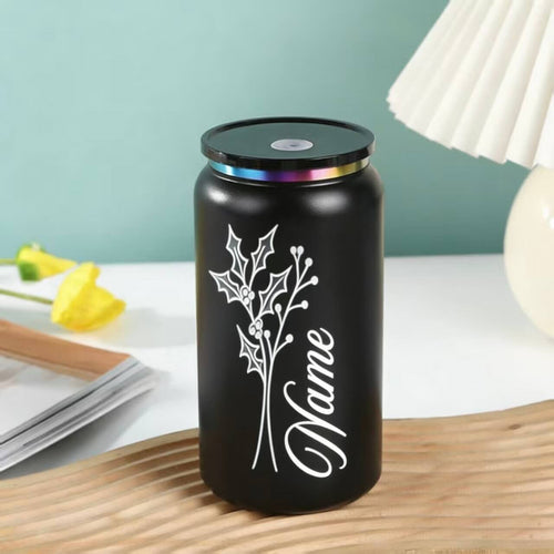 16oz Insulated Stainless Steel Tumbler - Custom Laser Engraving (Black)