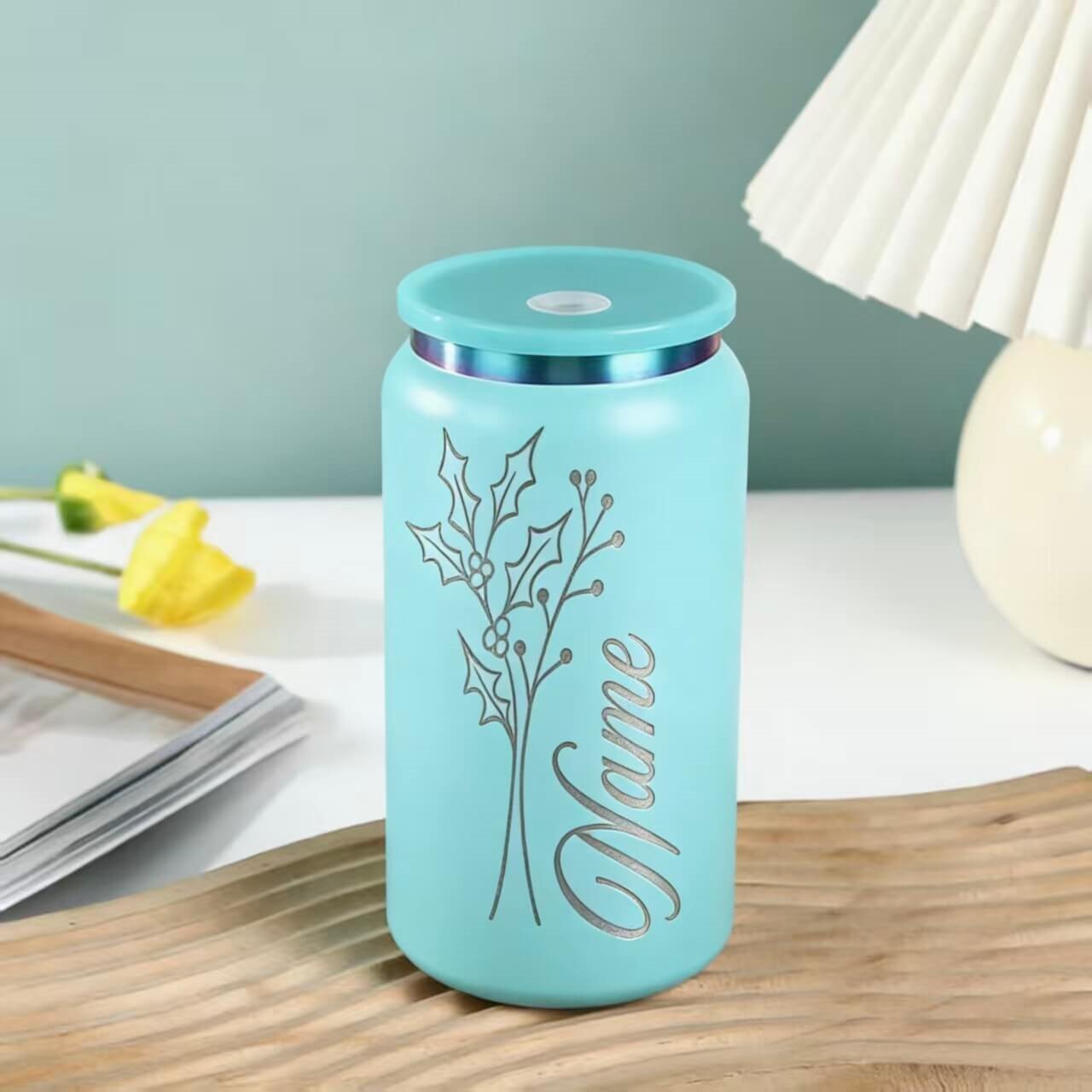 16oz Insulated Stainless Steel Tumbler - Custom Laser Engraving (Purple)