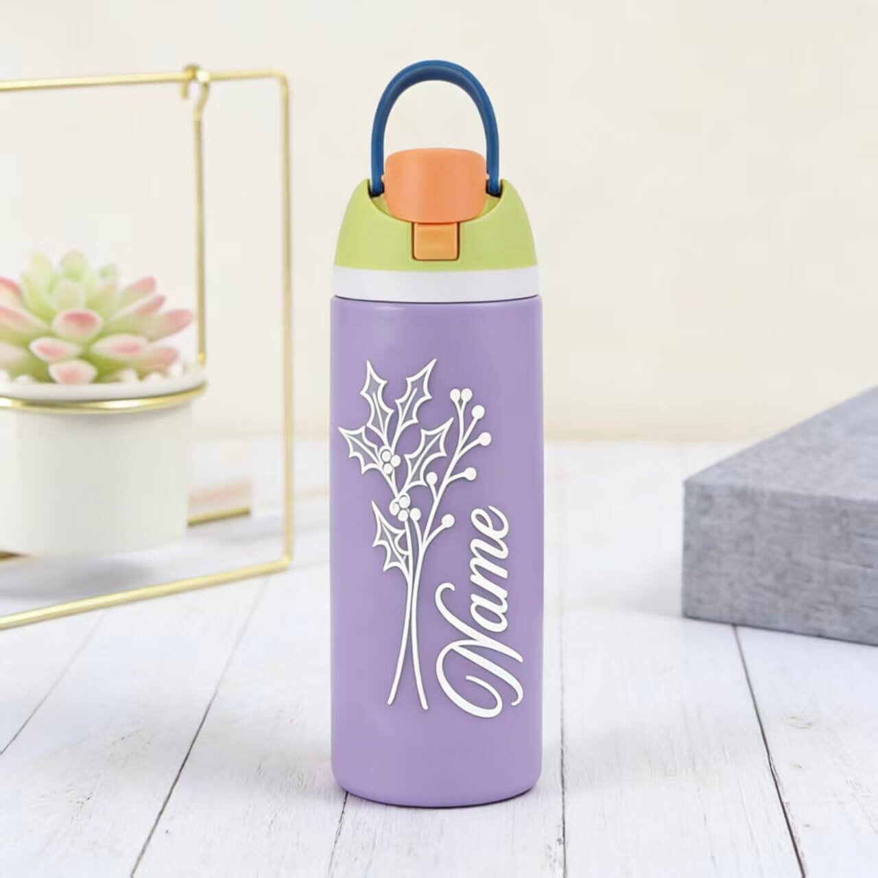 24oz Insulated Sports Water Bottle | Built-in Straw | Custom Laser Engraving