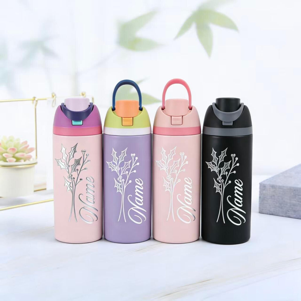 24oz Insulated Sports Water Bottle | Built-in Straw | Custom Laser Engraving