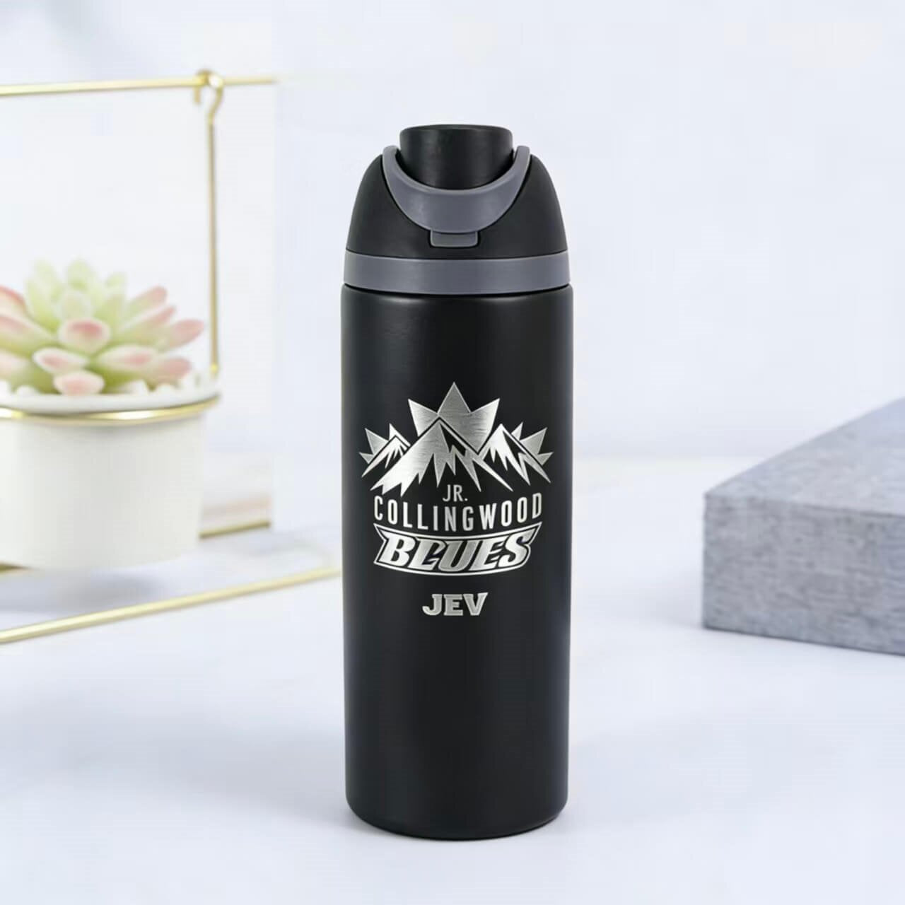 24oz Insulated Sports Water Bottle | Built-in Straw | Custom Laser Engraving