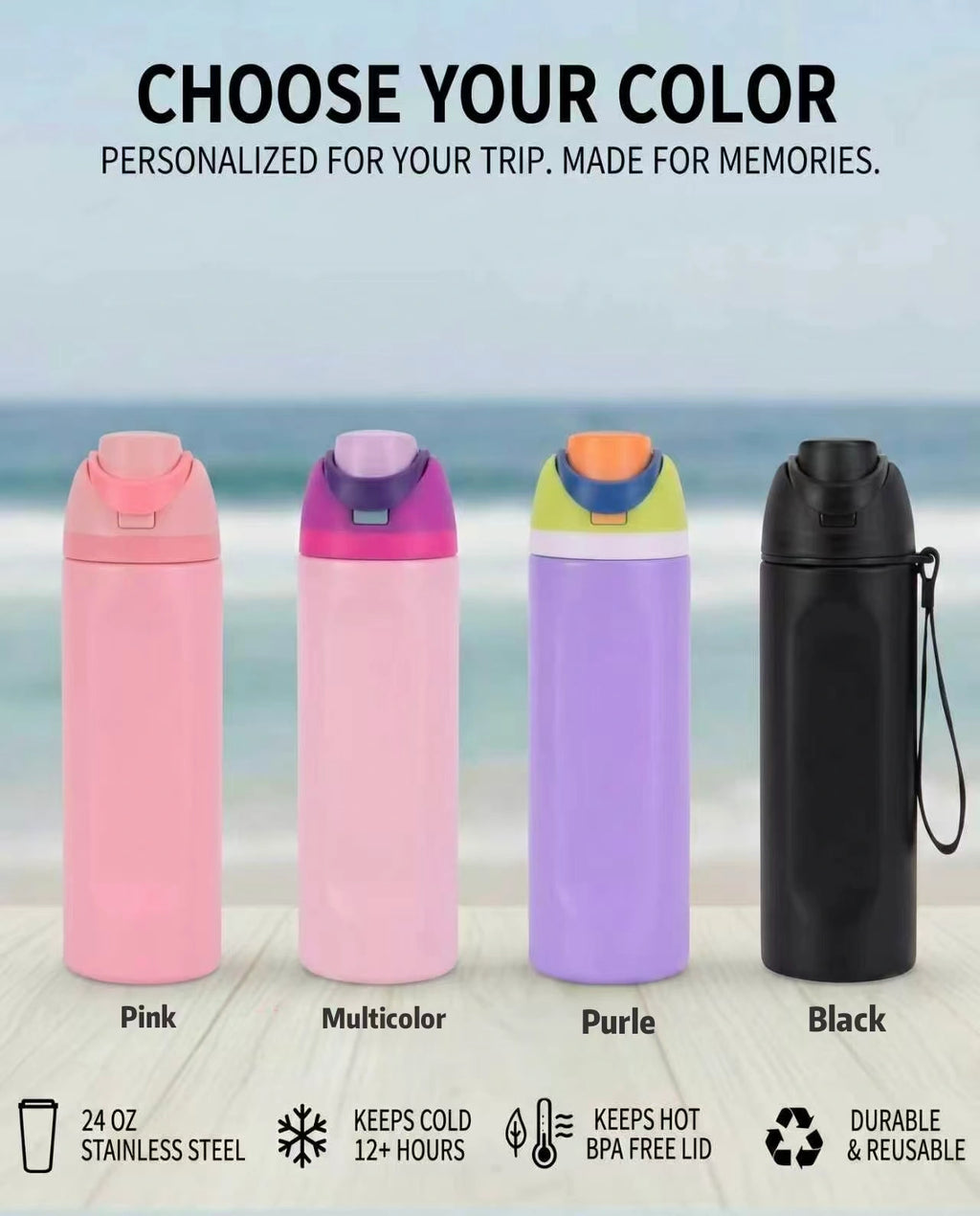 24oz Laser Engraved Insulated Sports Water Bottle — Custom Team & Kids Gift