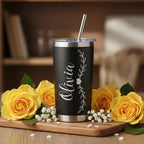 Personalized Tumbler with Lid & Straw – Custom Name Engraved 20oz Insulated Travel Mug