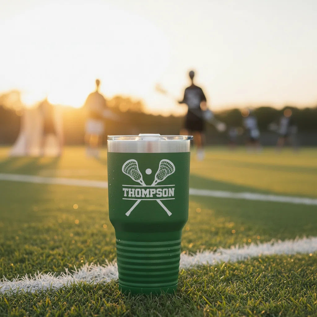 Personalized Lacrosse Tumbler with Name | 30oz Engraved Insulated Travel Mug