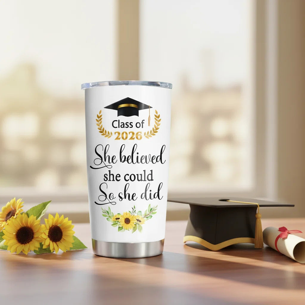 Graduation Gift Tumbler 20oz | Insulated Mug for Class of 2026