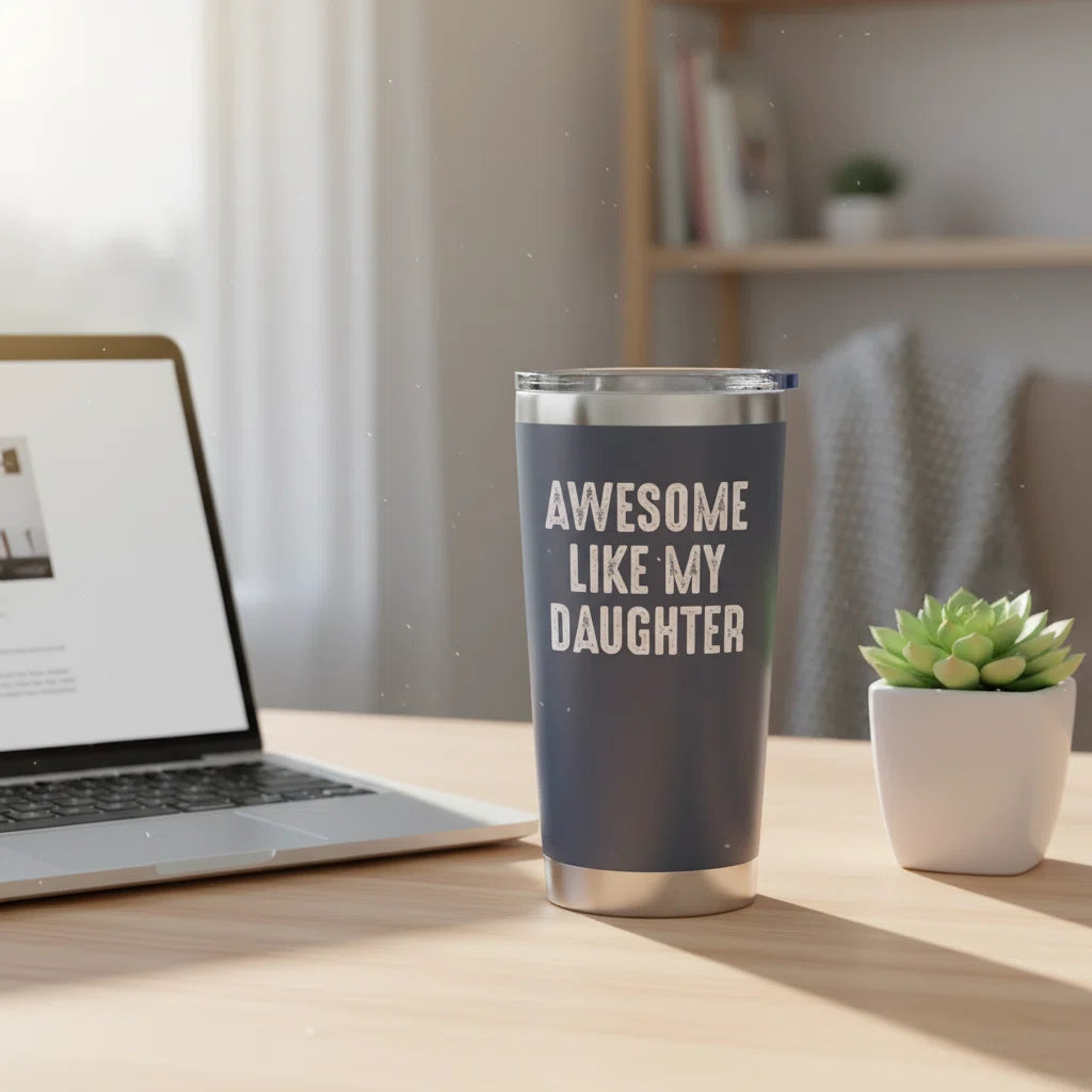 Awesome Like My Daughter Tumbler - 20 oz Insulated Stainless Steel Dad Gift