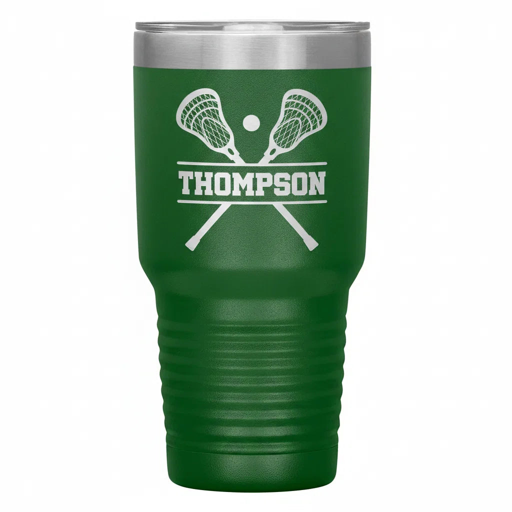 Personalized Lacrosse Tumbler with Name | 30oz Engraved Insulated Travel Mug