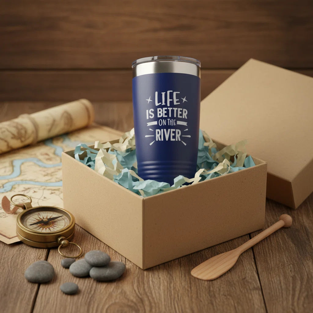 Life Is Better on the River Insulated Tumbler | Laser Engraved Stainless Steel | 20oz & 30oz