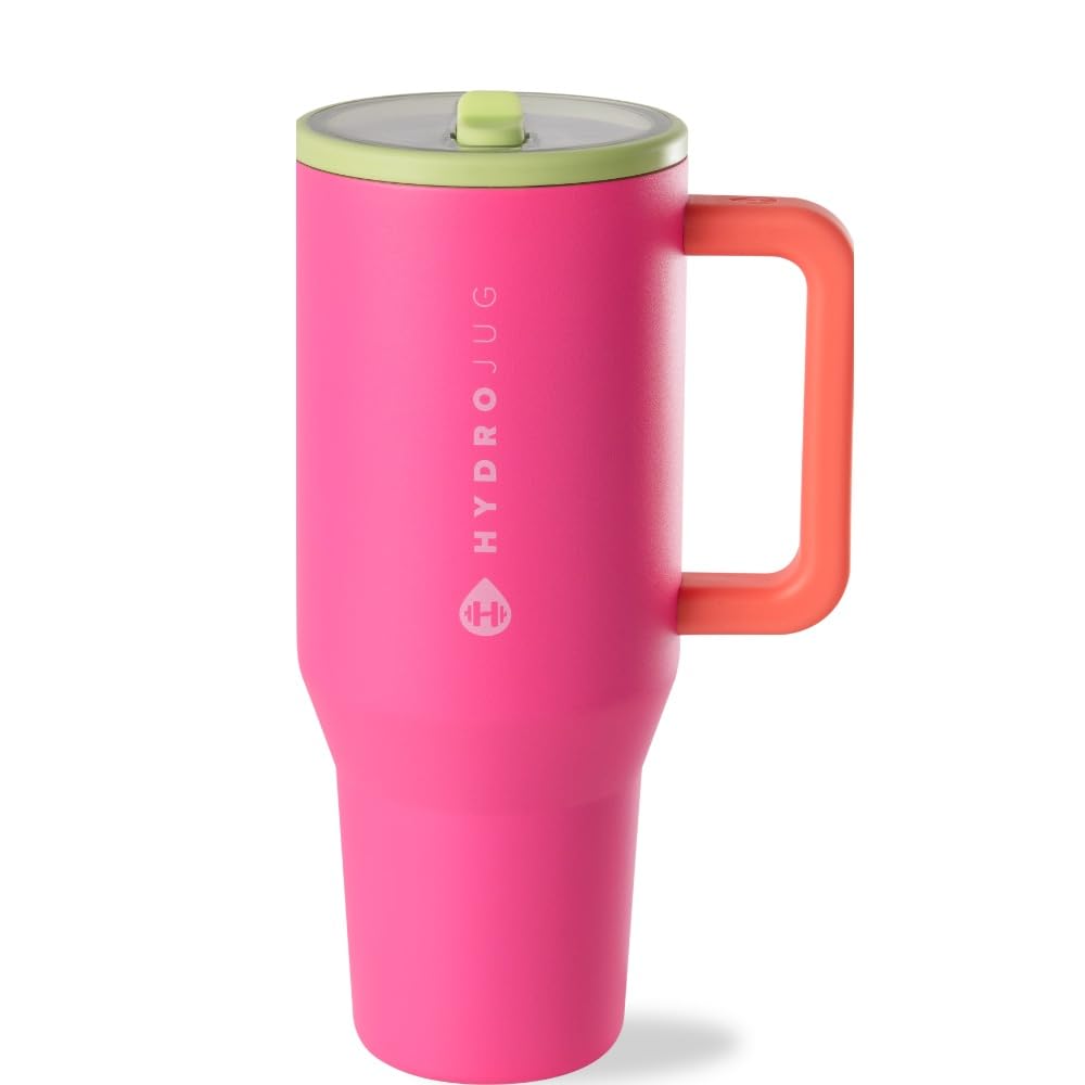 HydroJug Traveler Gym & Yoga Water Bottle | 32oz & 40oz Insulated Stainless Steel with Handle & Flip Straw