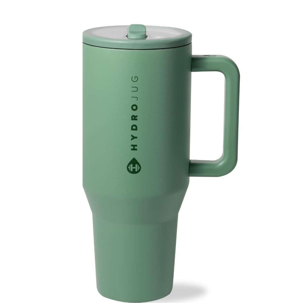 HydroJug Traveler Gym & Yoga Water Bottle | 32oz & 40oz Insulated Stainless Steel with Handle & Flip Straw