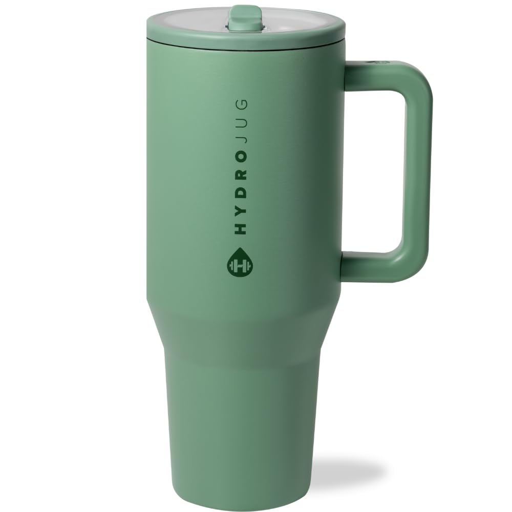 HydroJug Traveler Gym & Yoga Water Bottle | 32oz & 40oz Insulated Stainless Steel with Handle & Flip Straw