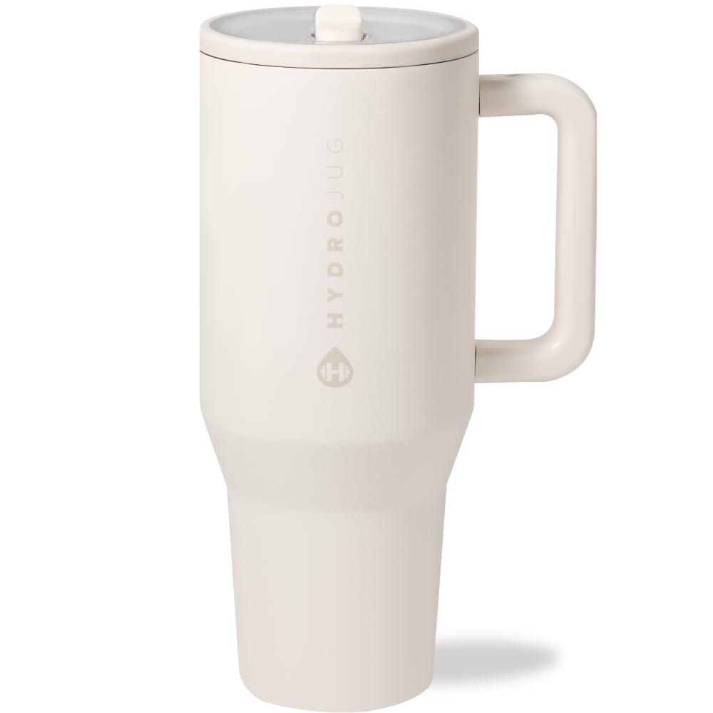 HydroJug Traveler Gym & Yoga Water Bottle | 32oz & 40oz Insulated Stainless Steel with Handle & Flip Straw