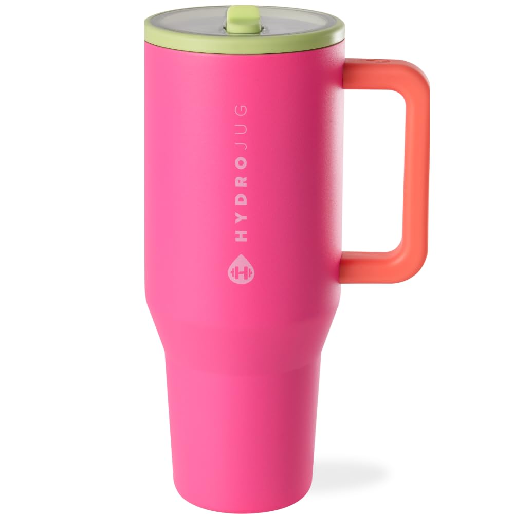 HydroJug Traveler Gym & Yoga Water Bottle | 32oz & 40oz Insulated Stainless Steel with Handle & Flip Straw