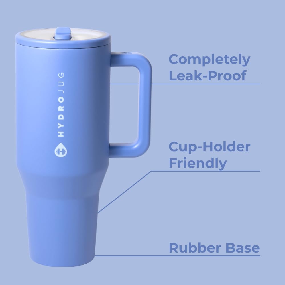 HydroJug Traveler Gym & Yoga Water Bottle | 32oz & 40oz Insulated Stainless Steel with Handle & Flip Straw