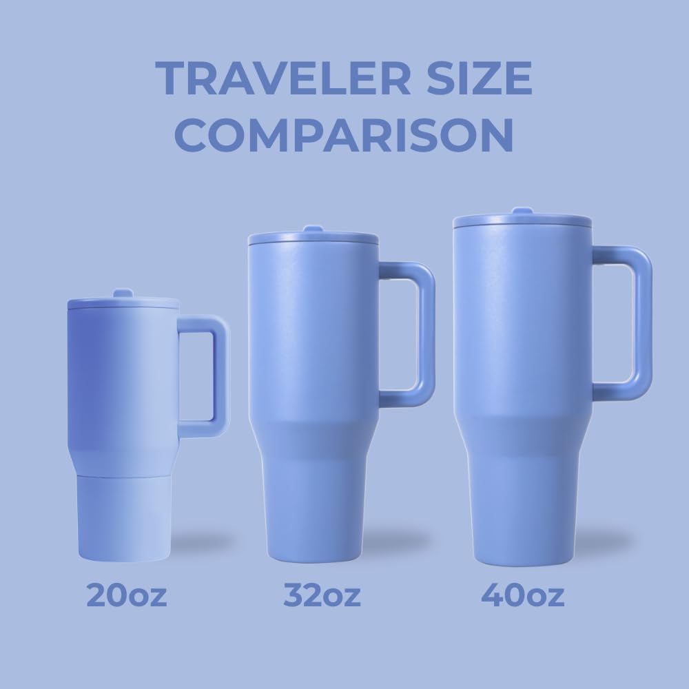 HydroJug Traveler Gym & Yoga Water Bottle | 32oz & 40oz Insulated Stainless Steel with Handle & Flip Straw