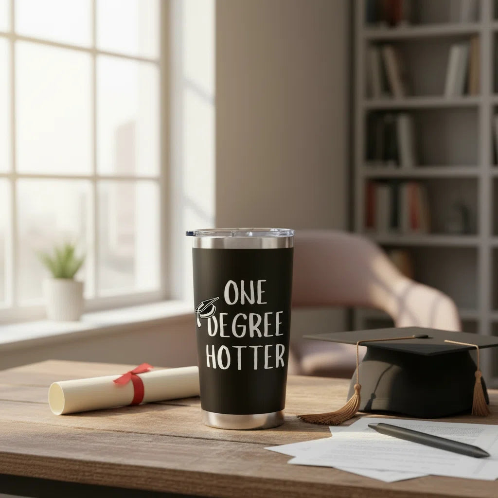 One Degree Hotter Graduation Tumbler | 20oz Black Insulated Cup for Nurses, Doctors & Graduates