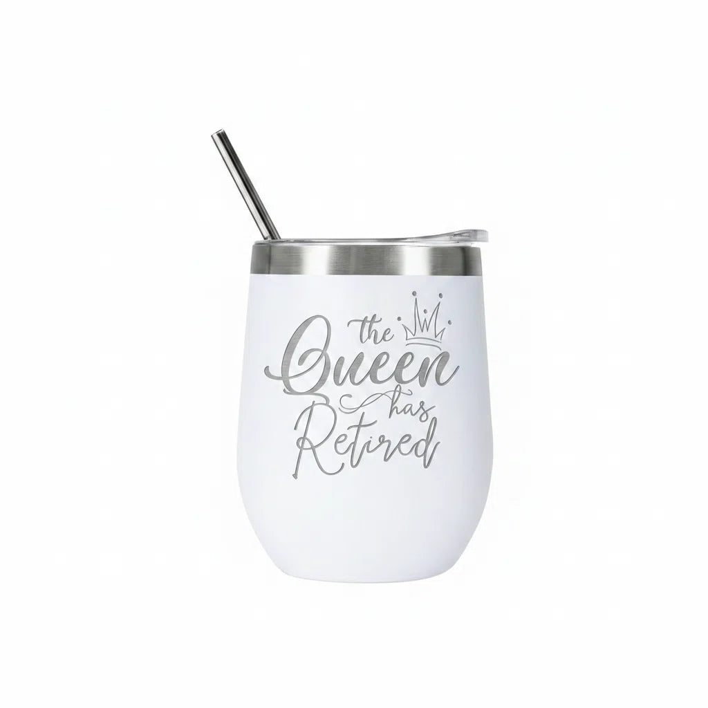 Retirement Gifts for Women | Funny Insulated Wine Tumbler 12oz with Lid & Straw | 2026 Farewell Gift