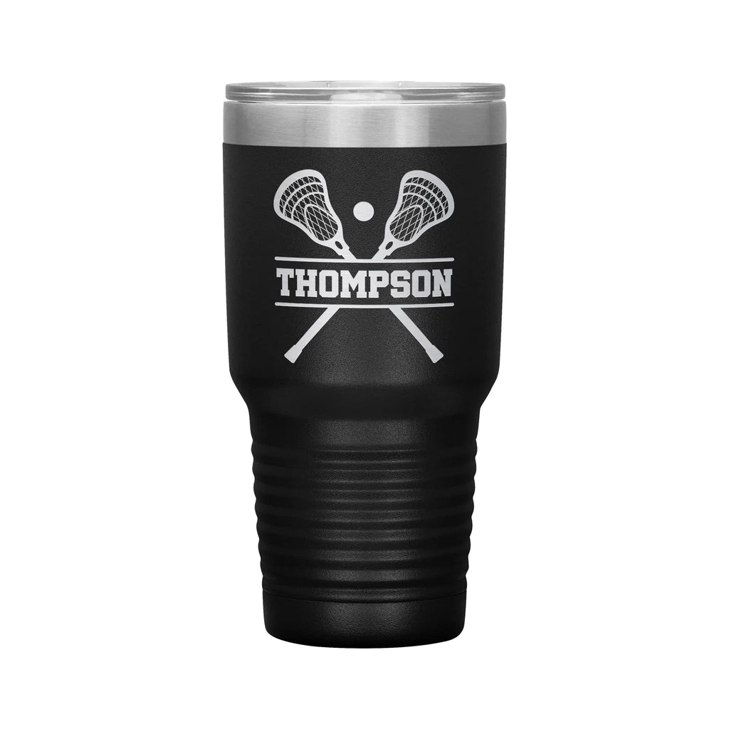 Personalized Lacrosse Tumbler with Name | 30oz Engraved Insulated Travel Mug