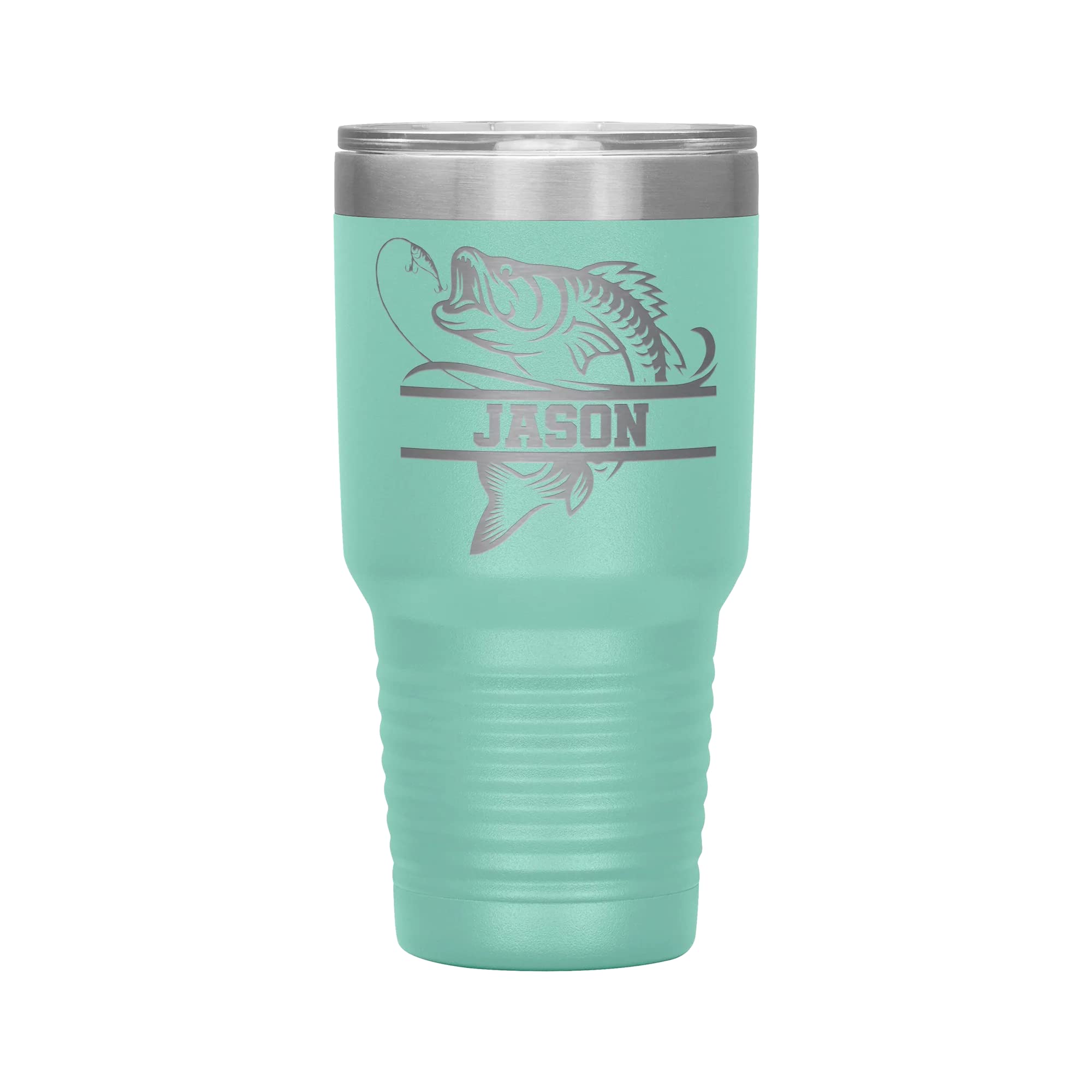 Bass Fishing Tumbler | Laser Engraved 30oz Insulated Stainless Steel Travel Mug | Fishing Gift