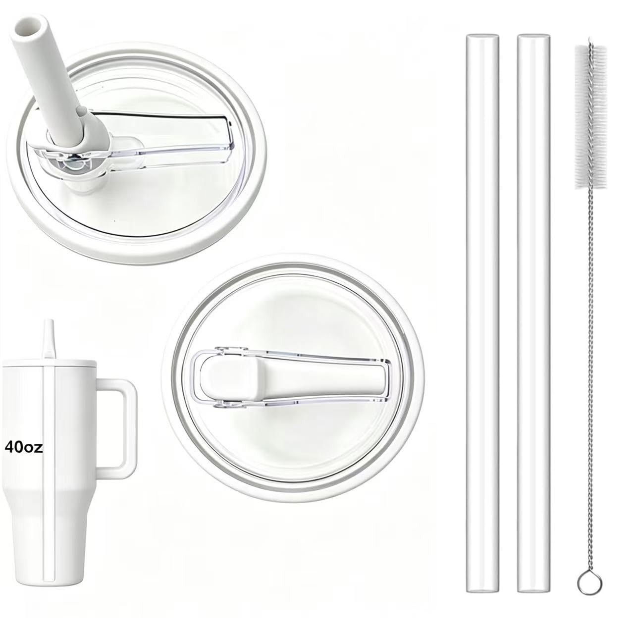 2-Pack Replacement Flip Straw Lid for HydroJug 40 oz Tumbler | Spill-Proof & Leak-Proof Cup Cover