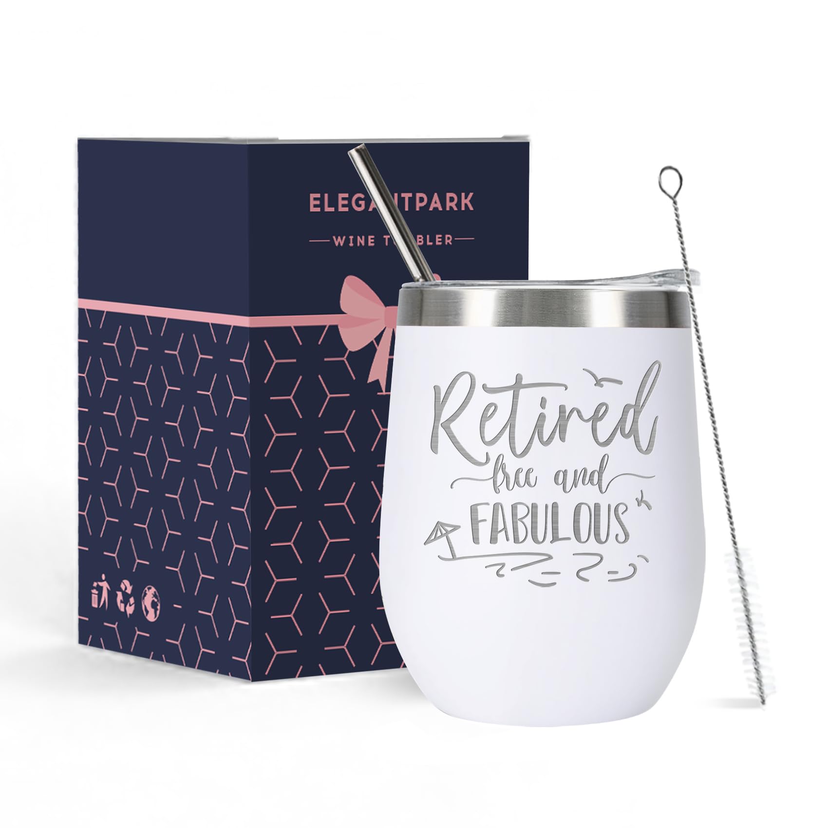 Retirement Gifts for Women | Funny Insulated Wine Tumbler 12oz with Lid & Straw | 2026 Farewell Gift