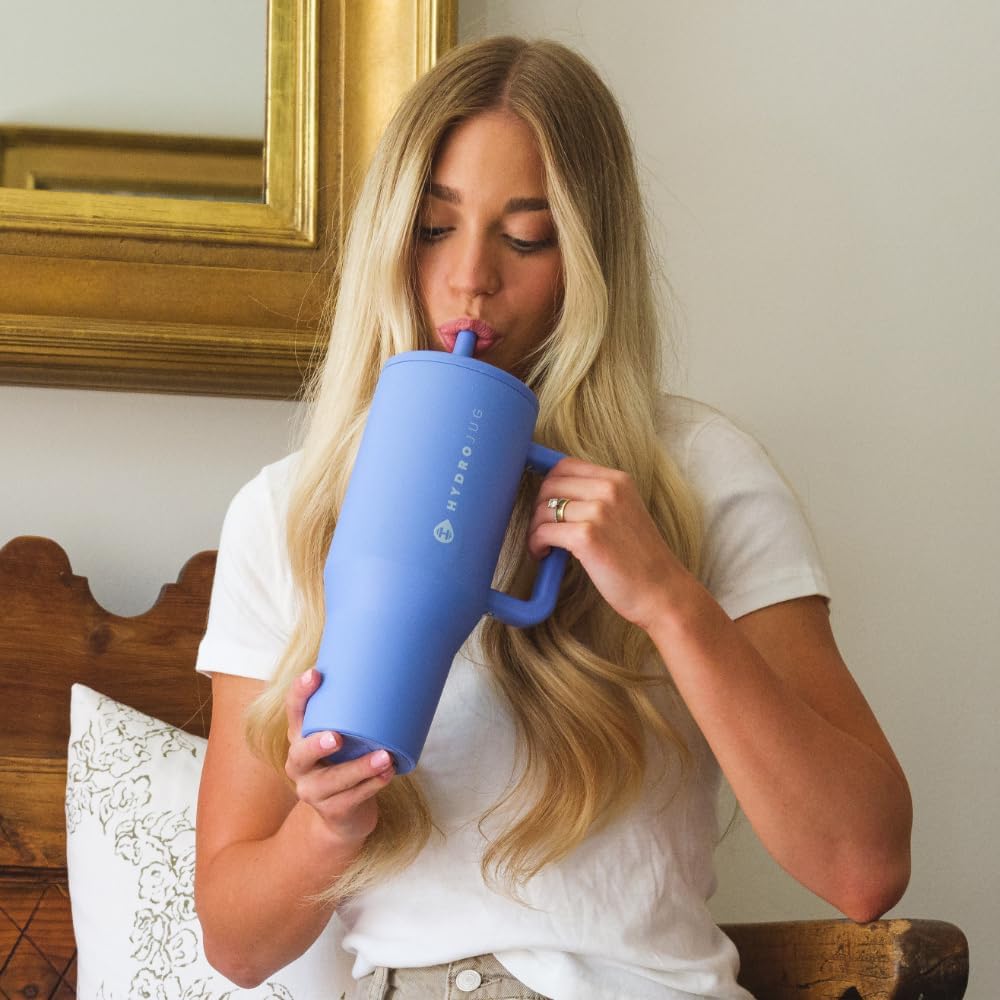 HydroJug Traveler Gym & Yoga Water Bottle | 32oz & 40oz Insulated Stainless Steel with Handle & Flip Straw