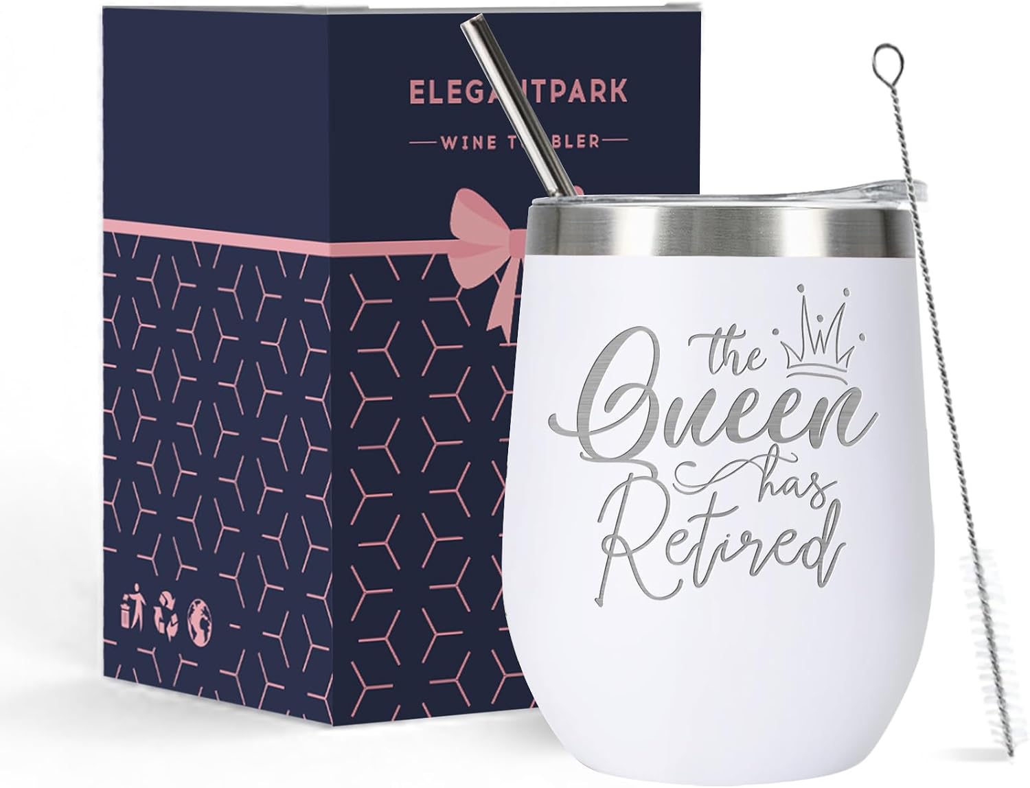 Retirement Gifts for Women | Funny Insulated Wine Tumbler 12oz with Lid & Straw | 2026 Farewell Gift