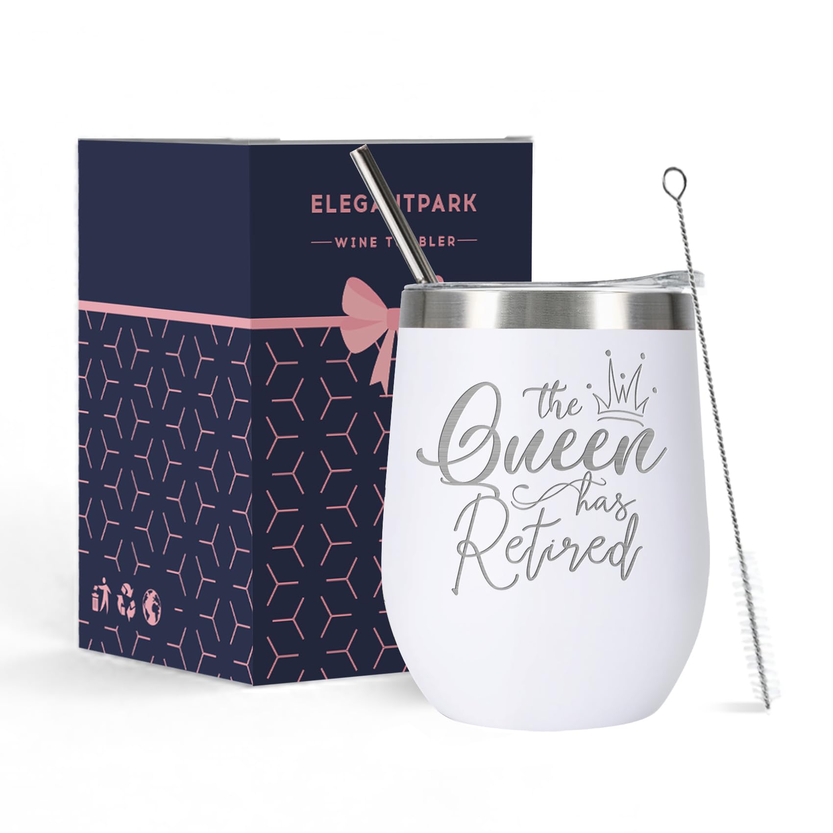 Retirement Gifts for Women | Funny Insulated Wine Tumbler 12oz with Lid & Straw | 2026 Farewell Gift