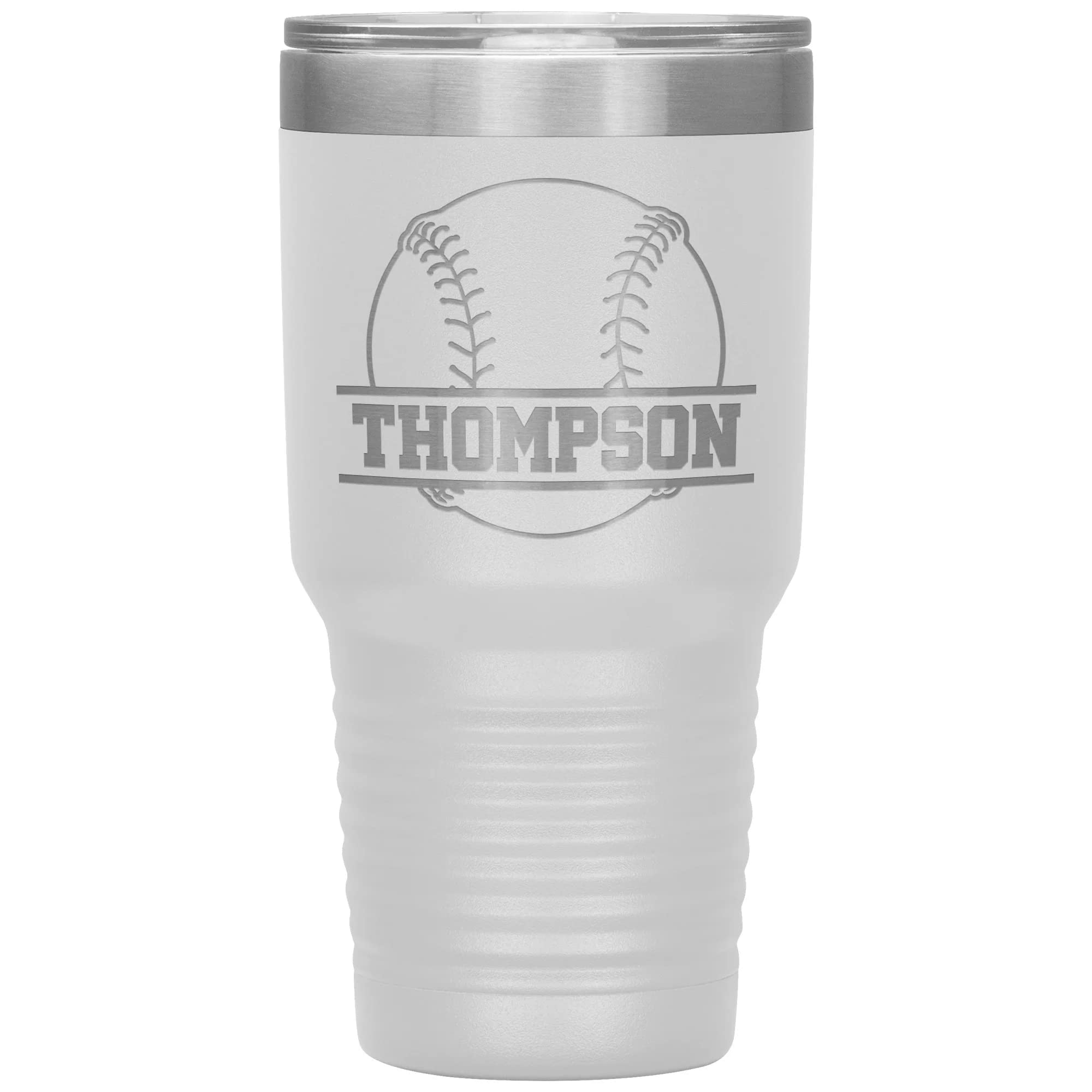 Personalized Baseball Tumbler with Name | 30oz Insulated Stainless Steel Baseball Travel Mug