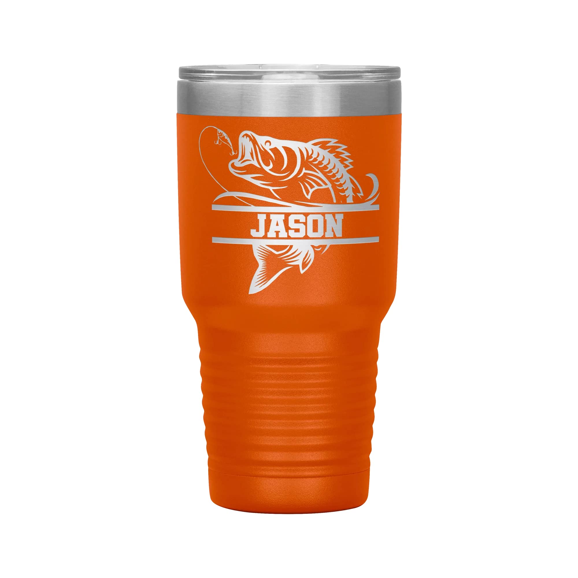 Bass Fishing Tumbler | Laser Engraved 30oz Insulated Stainless Steel Travel Mug | Fishing Gift