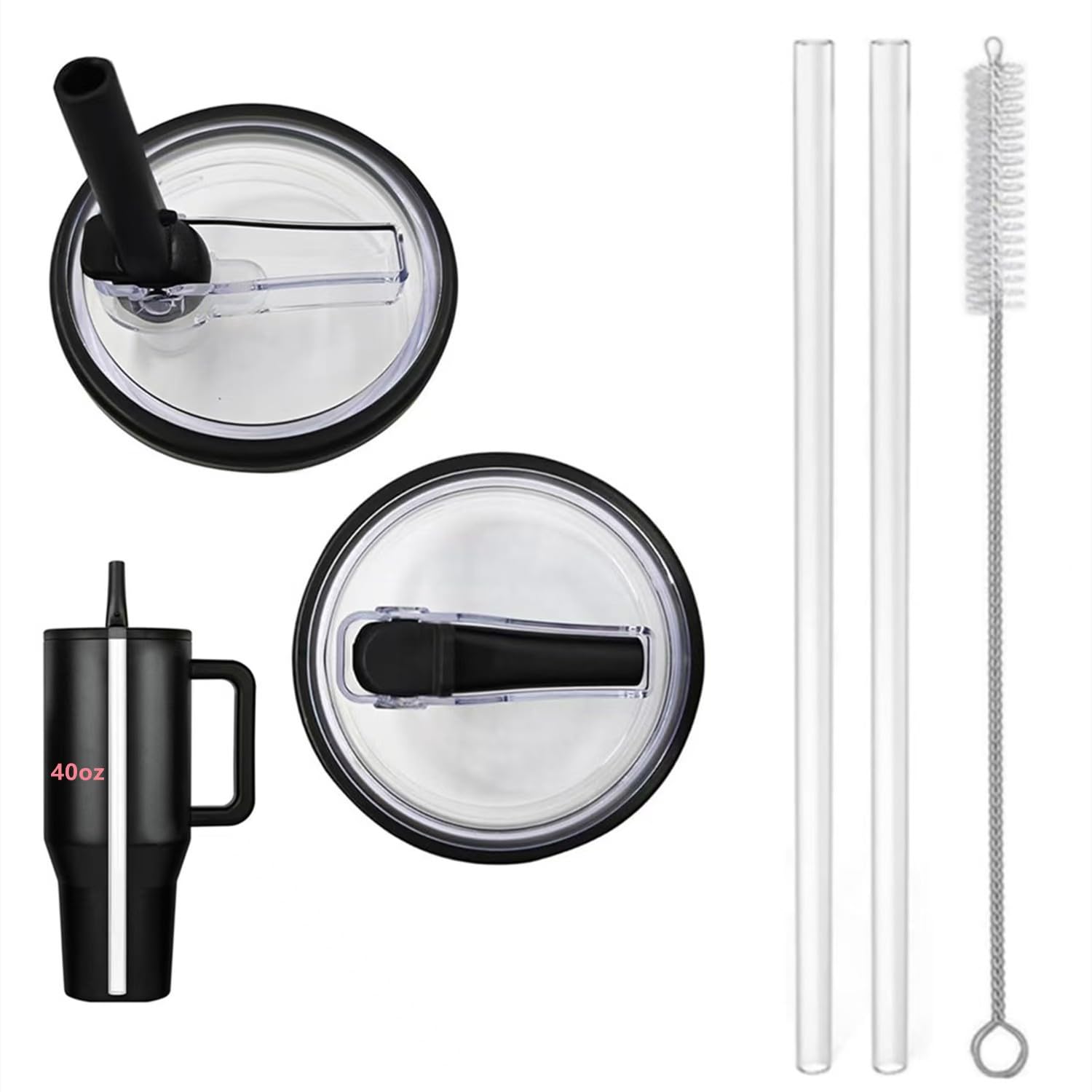 2-Pack Replacement Flip Straw Lid for HydroJug 40 oz Tumbler | Spill-Proof & Leak-Proof Cup Cover