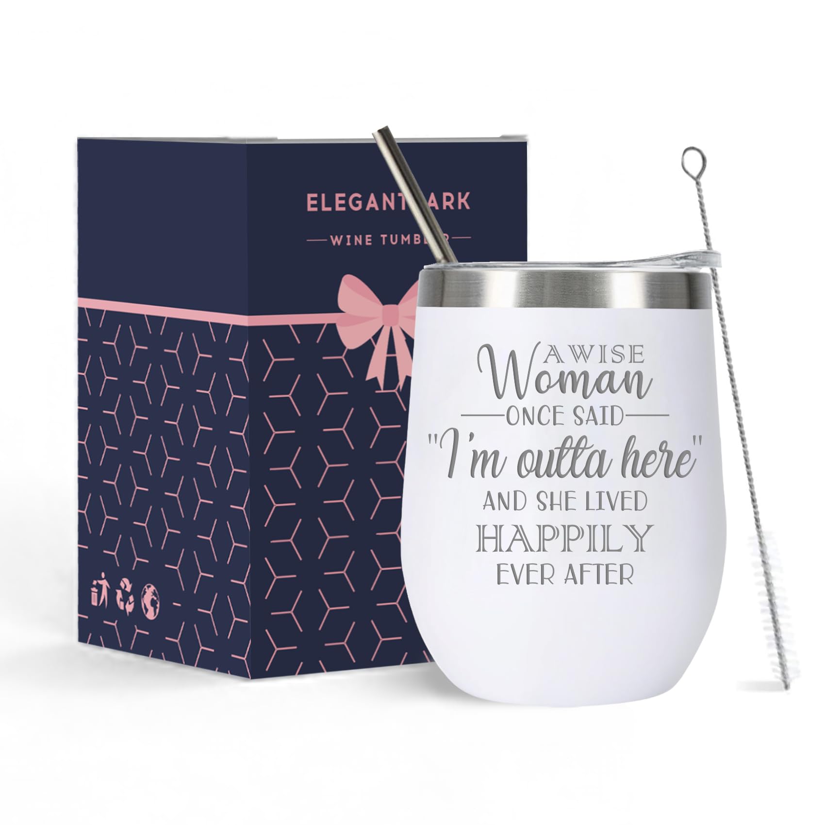 Retirement Gifts for Women | Funny Insulated Wine Tumbler 12oz with Lid & Straw | 2026 Farewell Gift