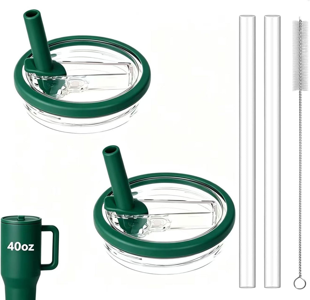 2-Pack Replacement Flip Straw Lid for HydroJug 40 oz Tumbler | Spill-Proof & Leak-Proof Cup Cover