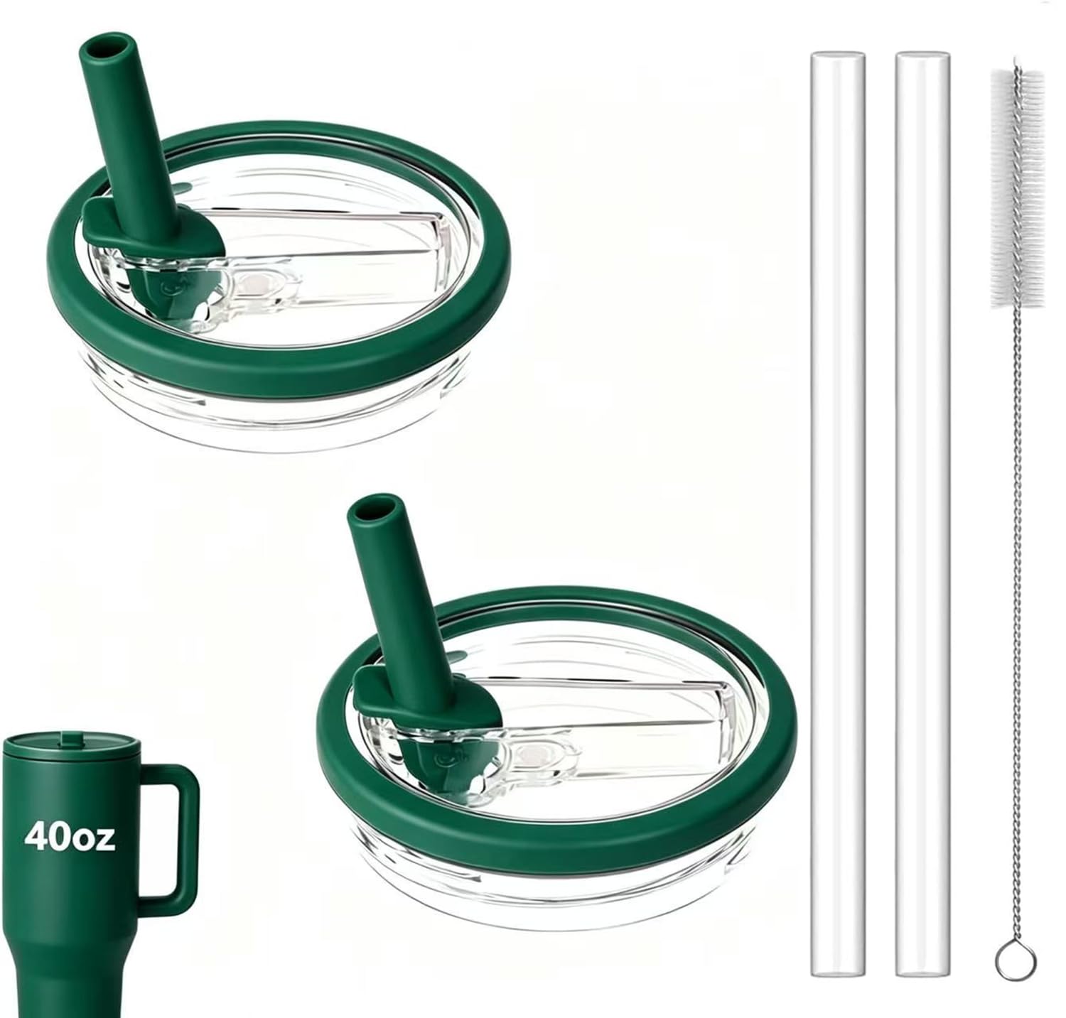 2-Pack Replacement Flip Straw Lid for HydroJug 40 oz Tumbler | Spill-Proof & Leak-Proof Cup Cover