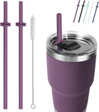 Silicone Straws for Rambler (2-Pack + Cleaning Brush) | Fits 20oz & 30oz Tumbler