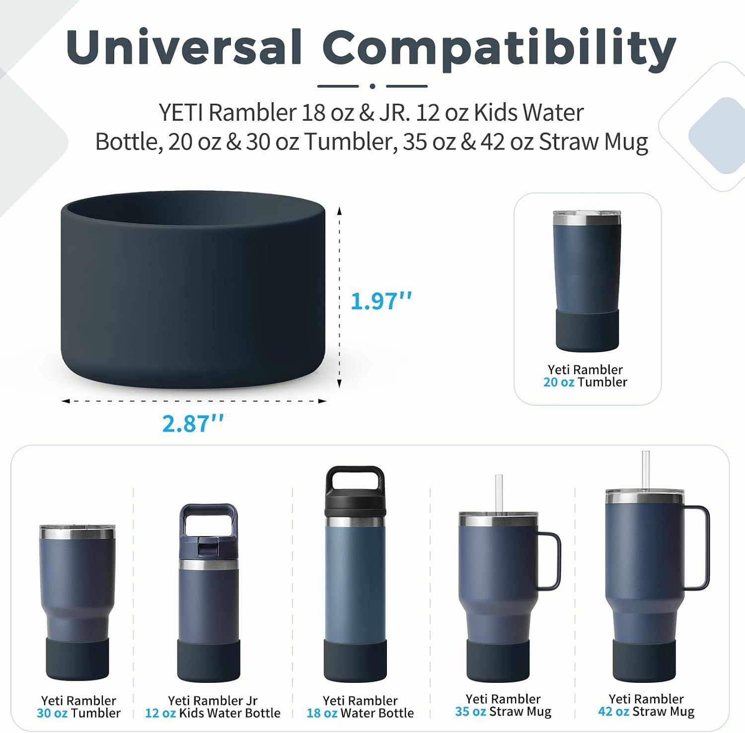 Silicone Boot for Rambler (2-Pack) | Fits 12oz 18oz Bottles & 20-30oz Tumblers