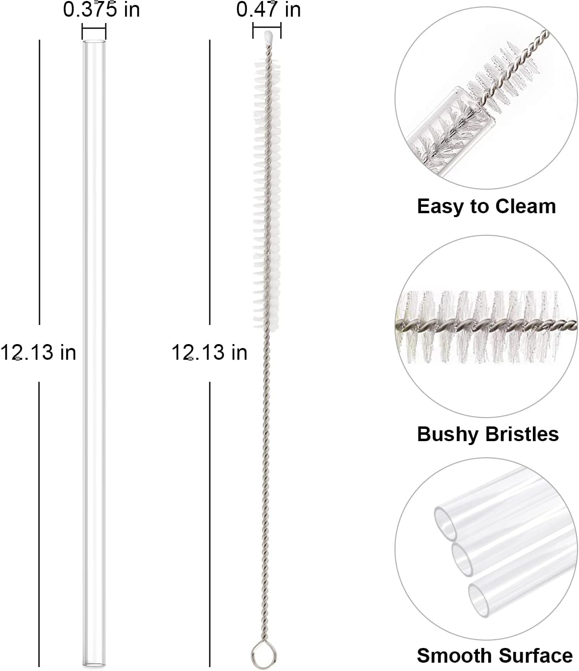 Replacement Straws for 40oz & 30oz Tumbler | 6-Pack with Cleaning Brush