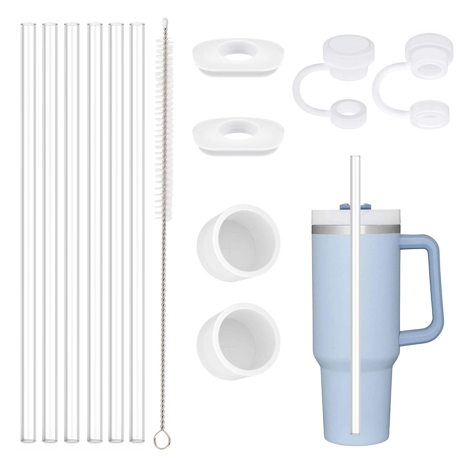 Replacement Straws for 40oz & 30oz Tumbler | 6-Pack with Cleaning Brush