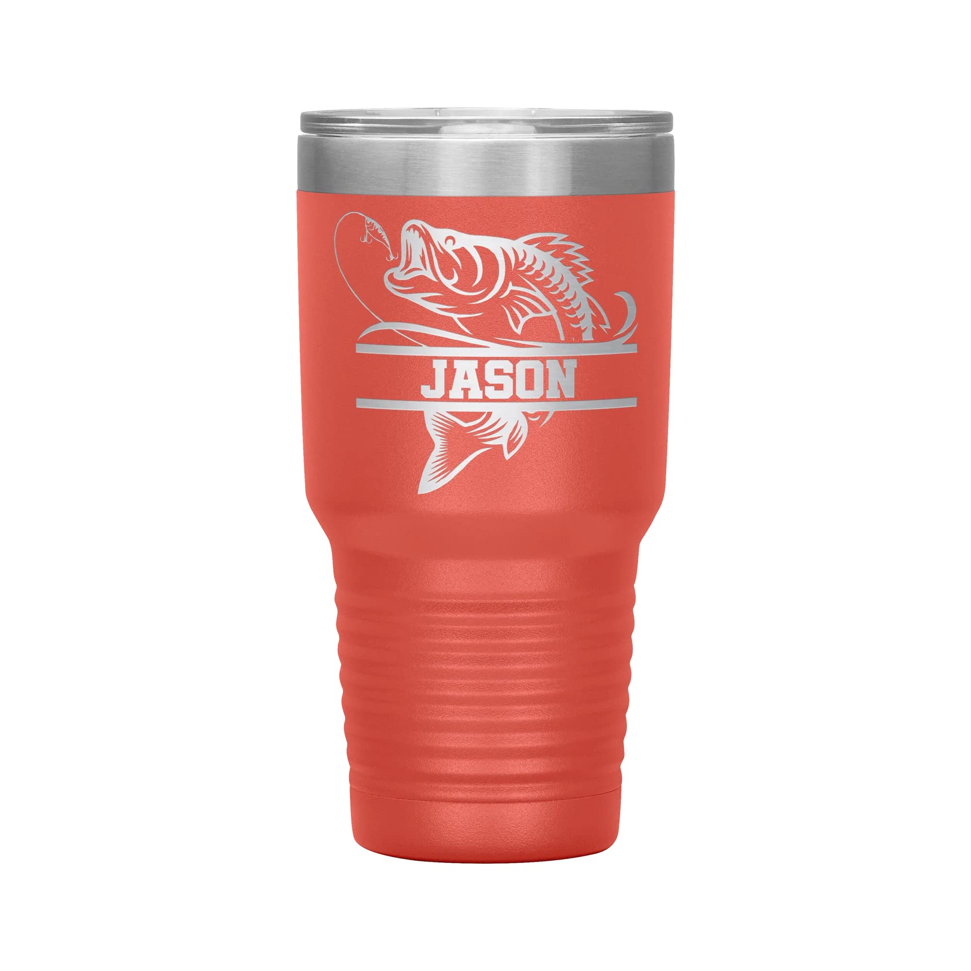 Bass Fishing Tumbler | Laser Engraved 30oz Insulated Stainless Steel Travel Mug | Fishing Gift