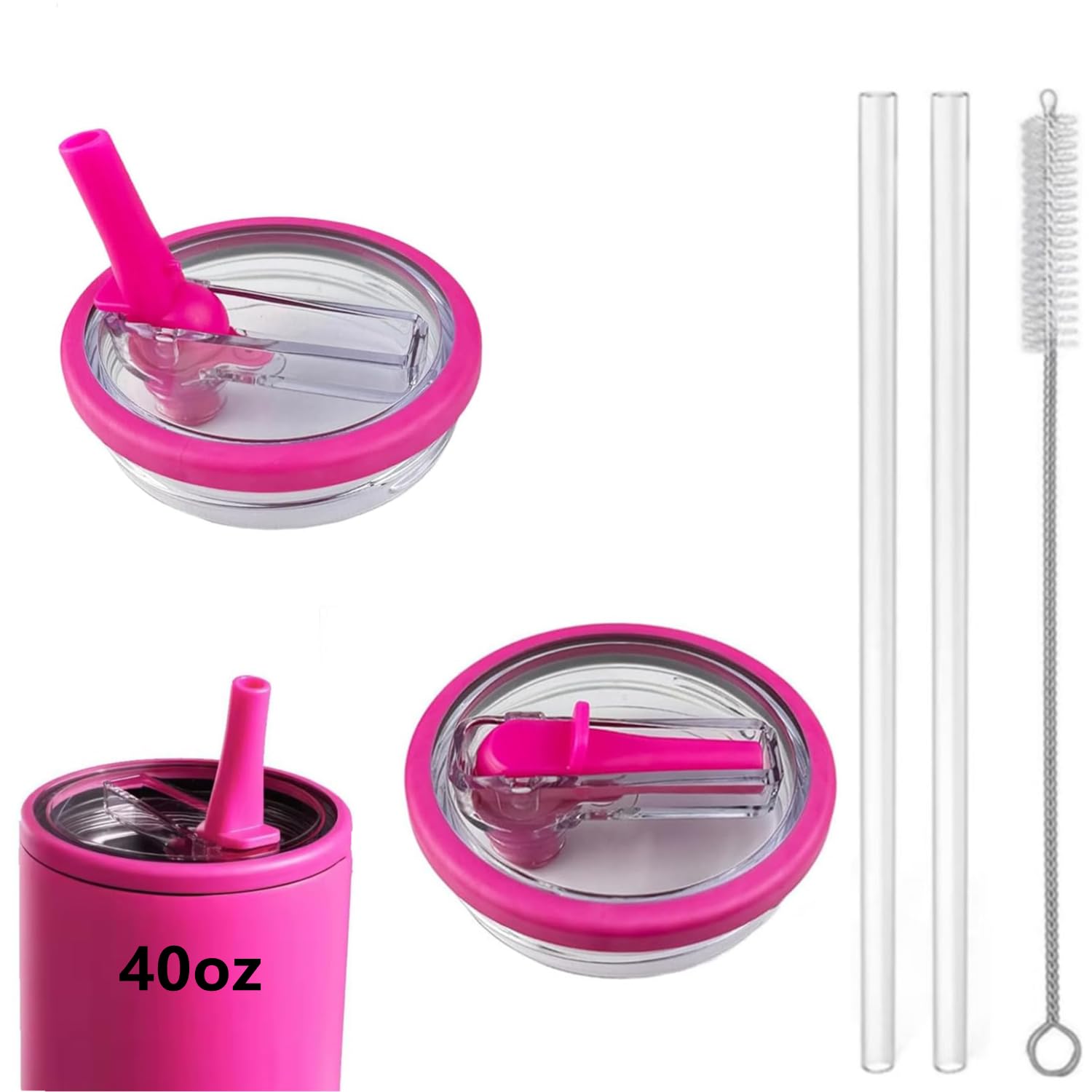 2-Pack Replacement Flip Straw Lid for HydroJug 40 oz Tumbler | Spill-Proof & Leak-Proof Cup Cover