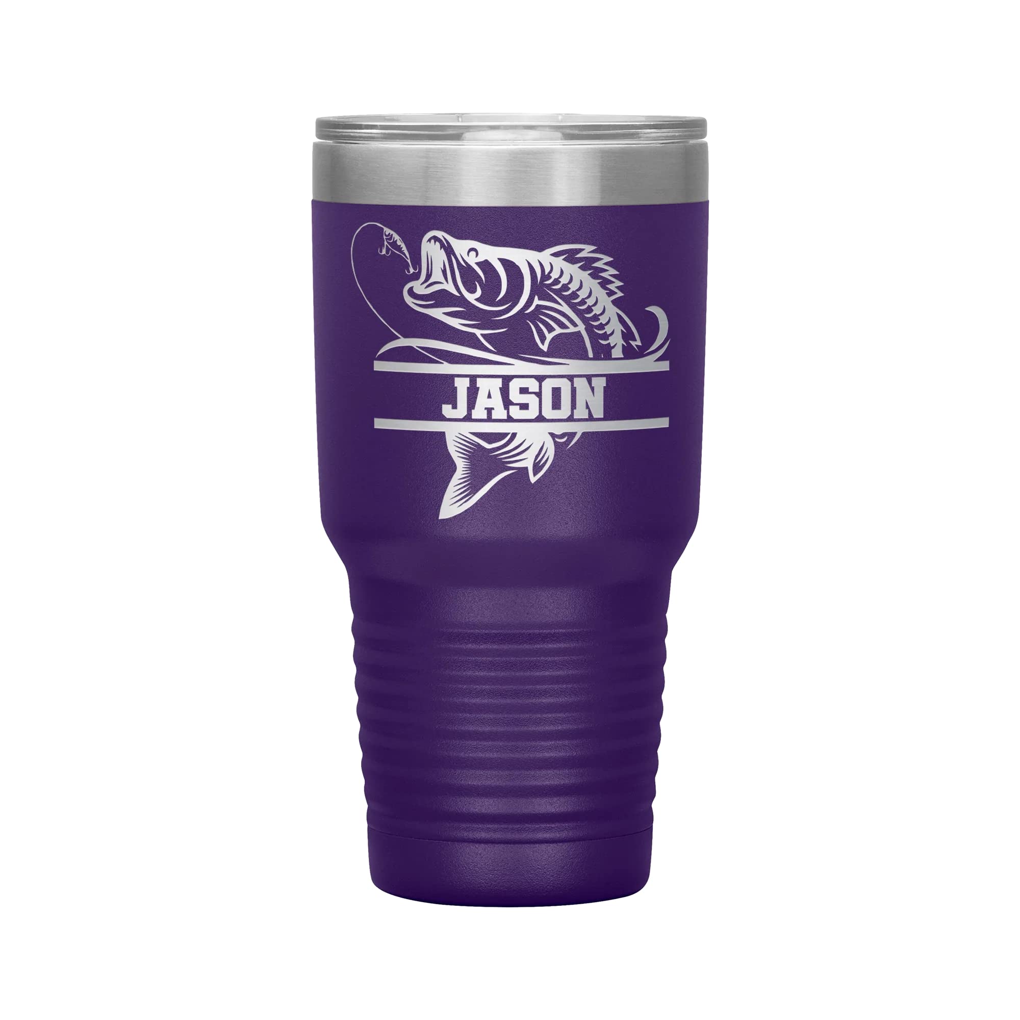 Bass Fishing Tumbler | Laser Engraved 30oz Insulated Stainless Steel Travel Mug | Fishing Gift