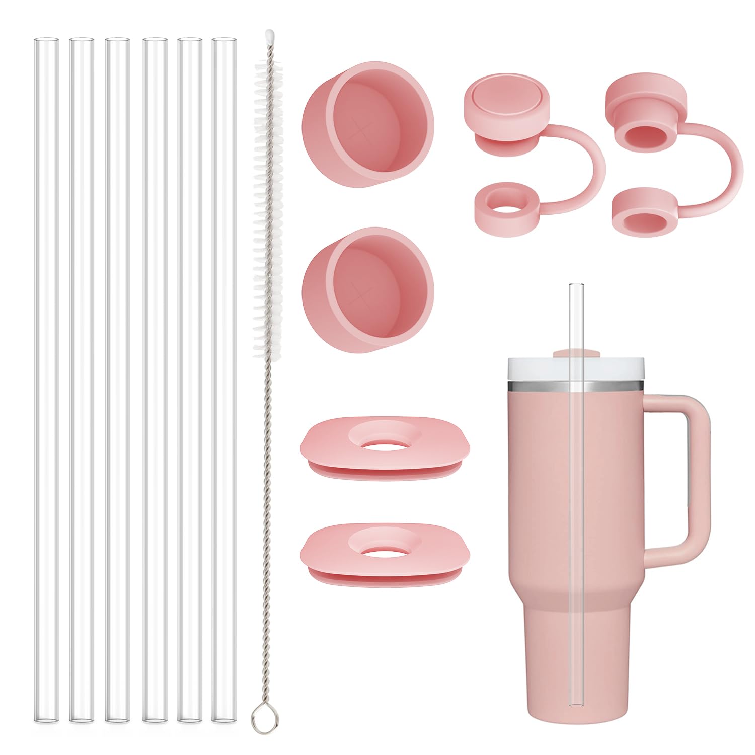 Replacement Straws for 40oz & 30oz Tumbler | 6-Pack with Cleaning Brush