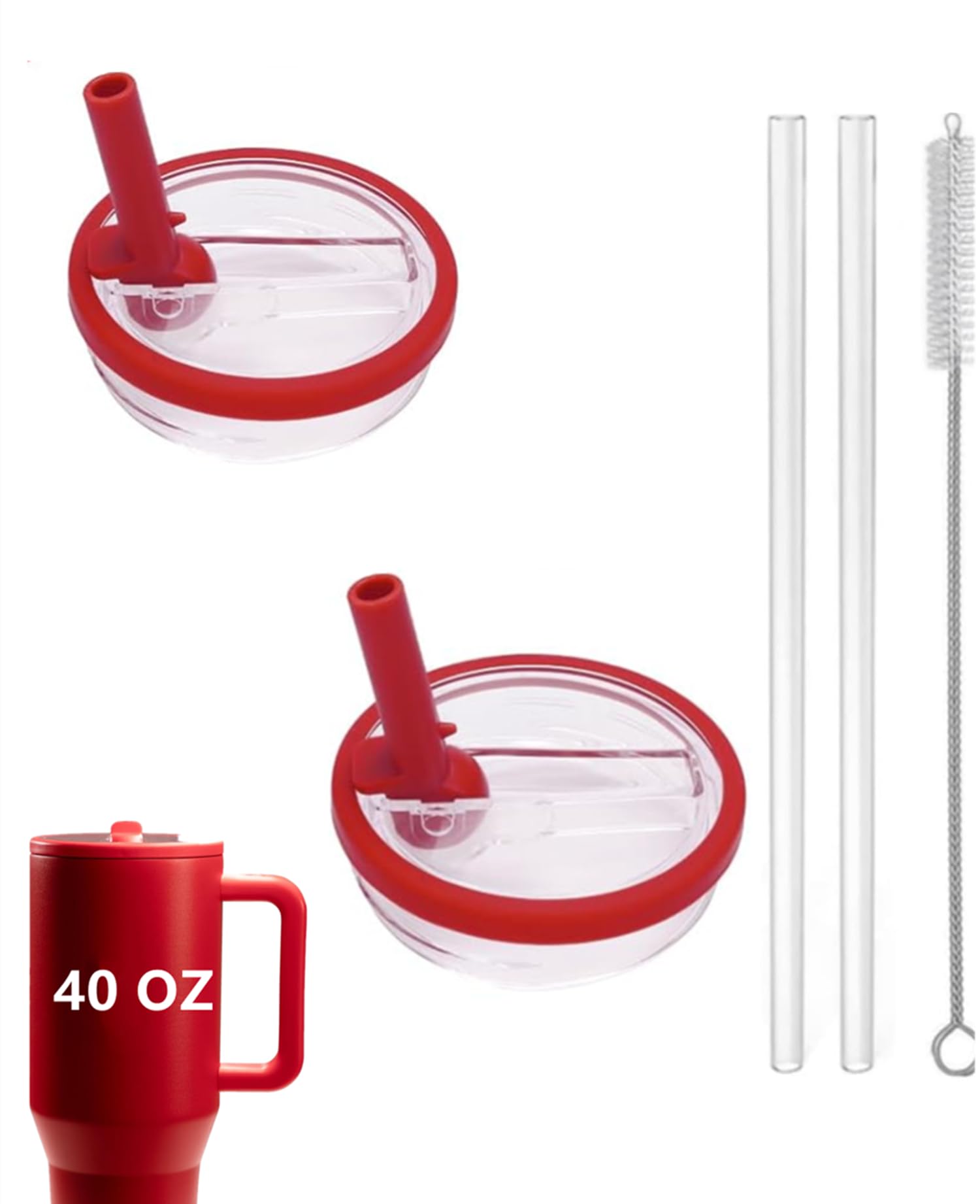 2-Pack Replacement Flip Straw Lid for HydroJug 40 oz Tumbler | Spill-Proof & Leak-Proof Cup Cover