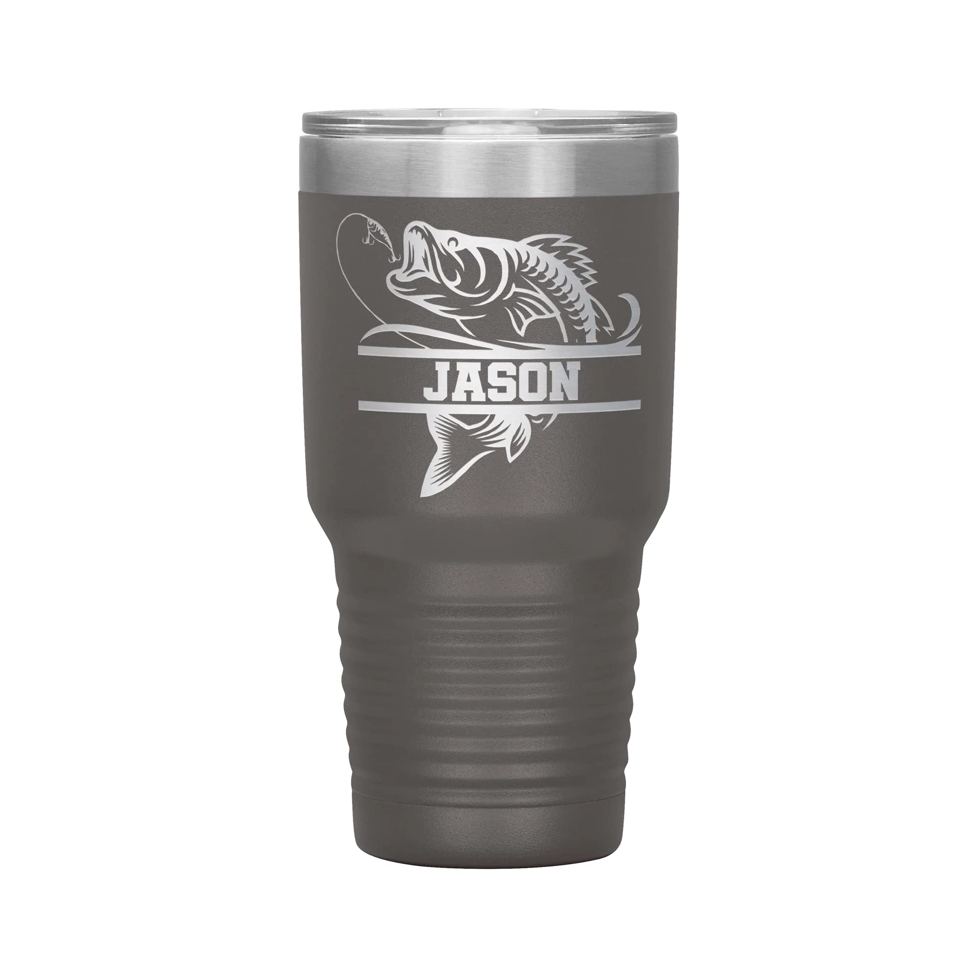Bass Fishing Tumbler | Laser Engraved 30oz Insulated Stainless Steel Travel Mug | Fishing Gift