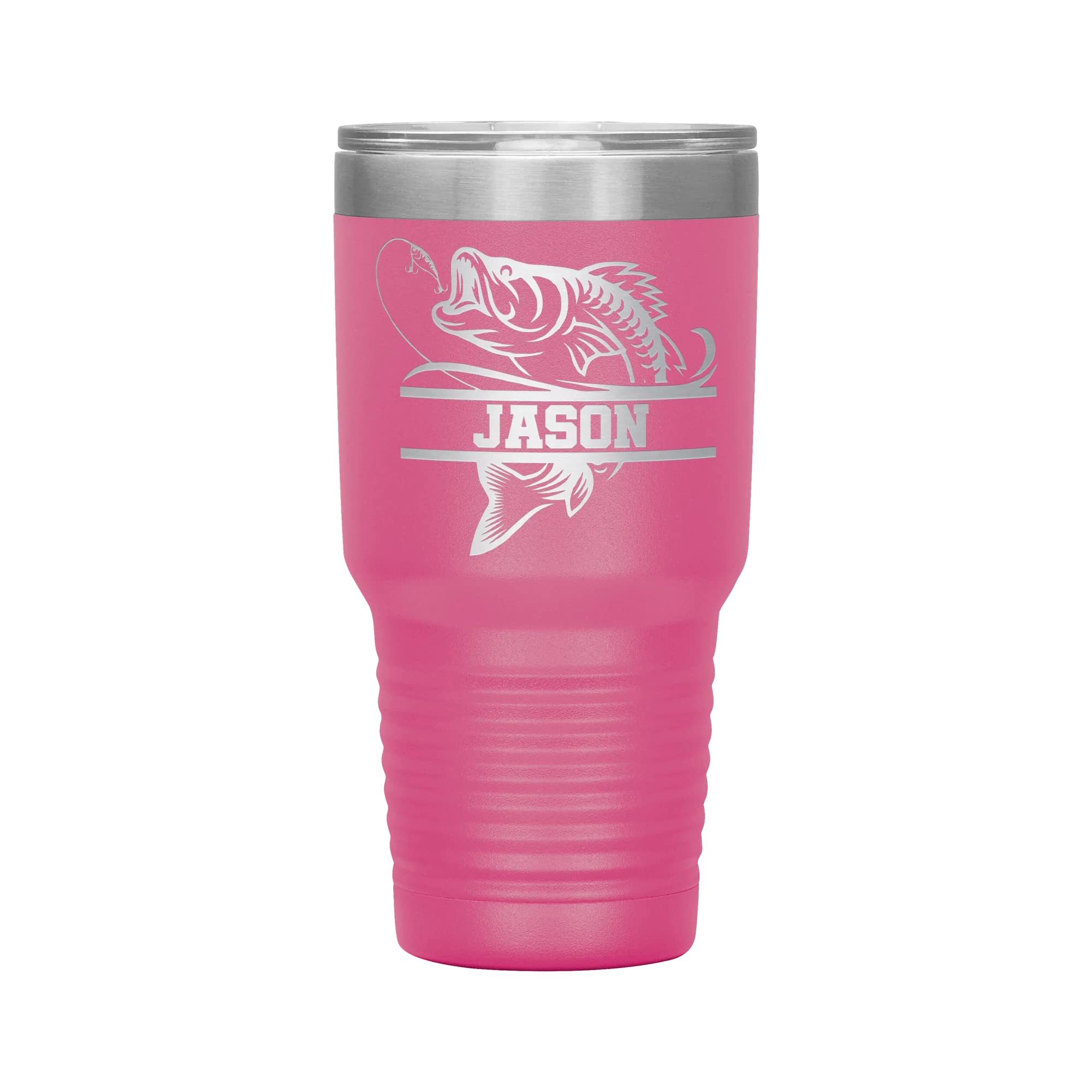 Bass Fishing Tumbler | Laser Engraved 30oz Insulated Stainless Steel Travel Mug | Fishing Gift